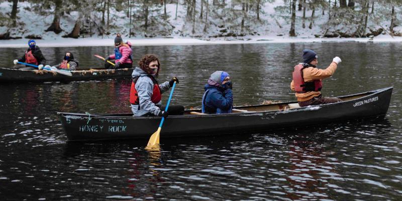 winter canoeing at honeyrock