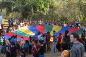 children game with large parachute