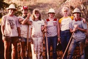 Honduras Project students with shovels in 1983