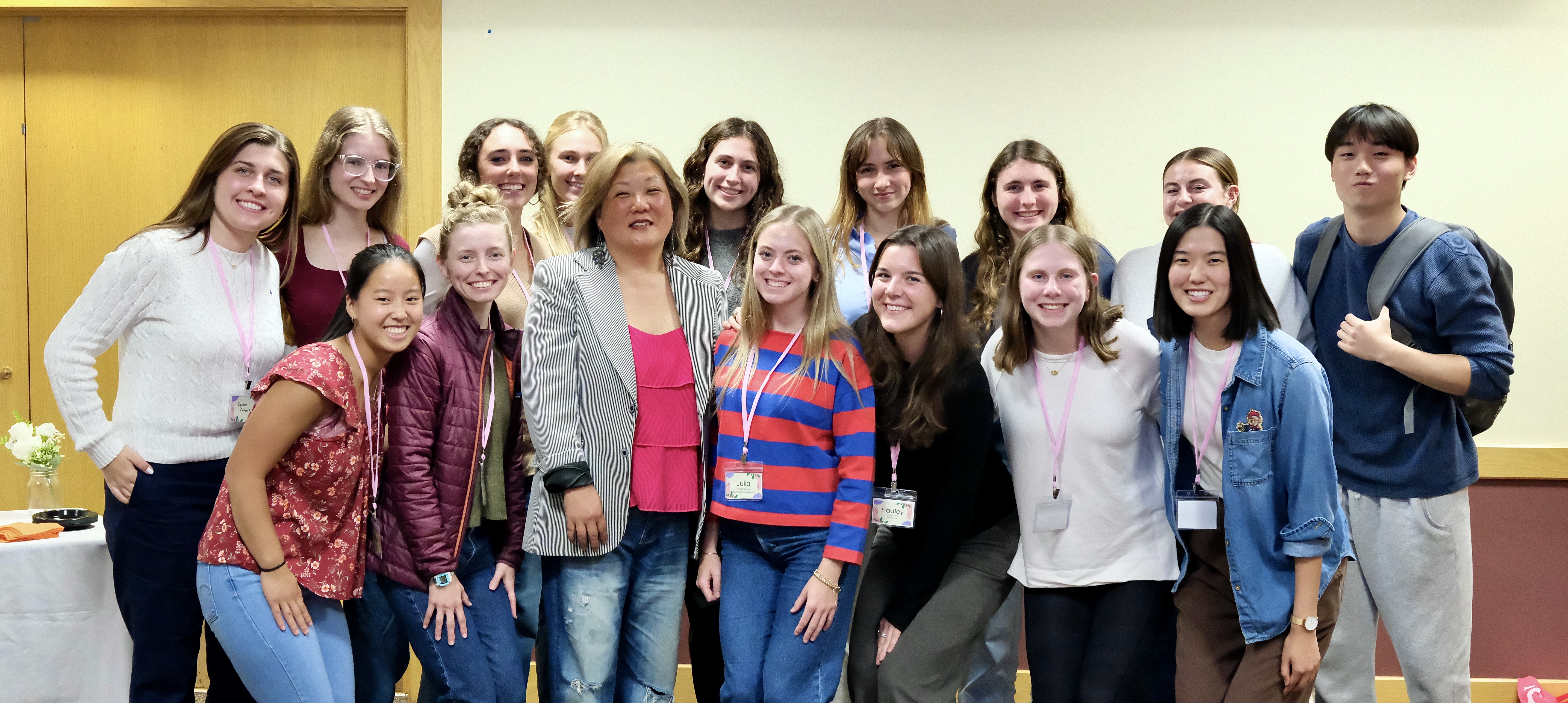 group of students with speaker