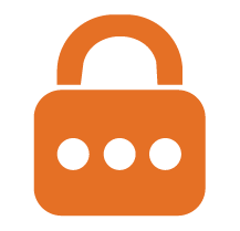 An orange icon on a lock with three dots inside