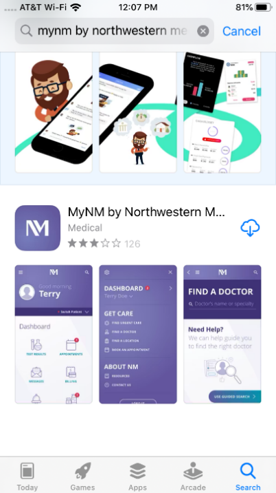 Northwestern Medicine App Screenshot
