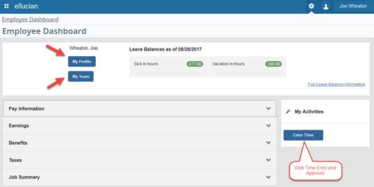 A screenshot of the new Employee Dashboard in Banner, as part of the Wheaton College transition to Banner 9