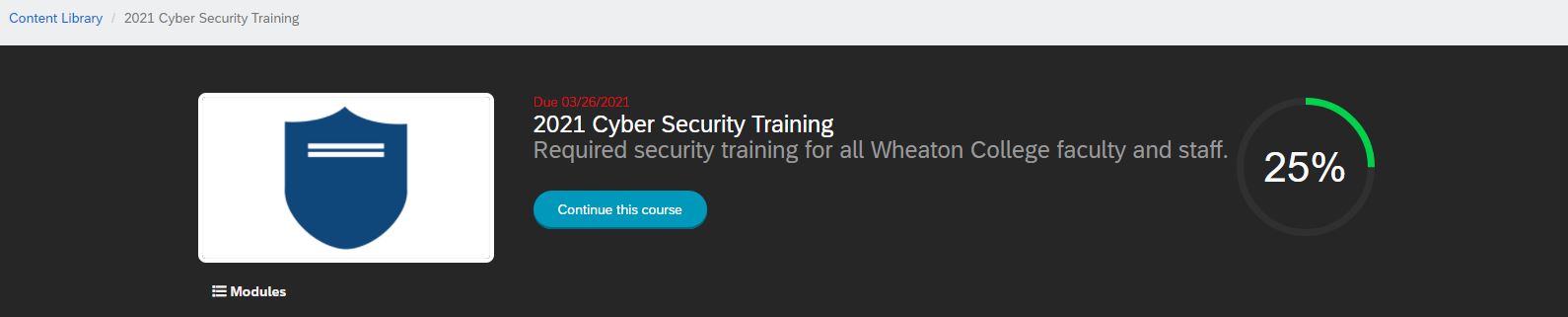 Screenshot of the counter for the Cybersecurity Training