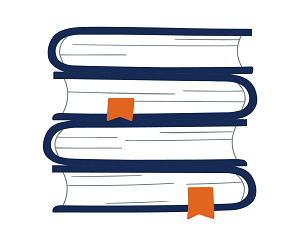 Icon of a stack of books, academic resources