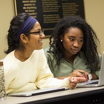 Two students working together at a computer