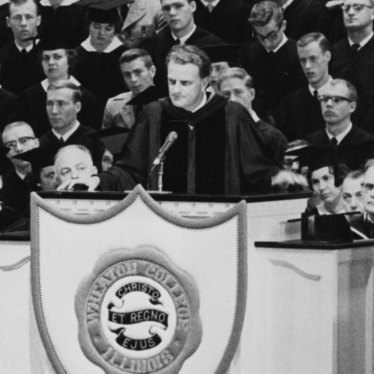 Billy Graham in Edman Chapel as commencement speaker