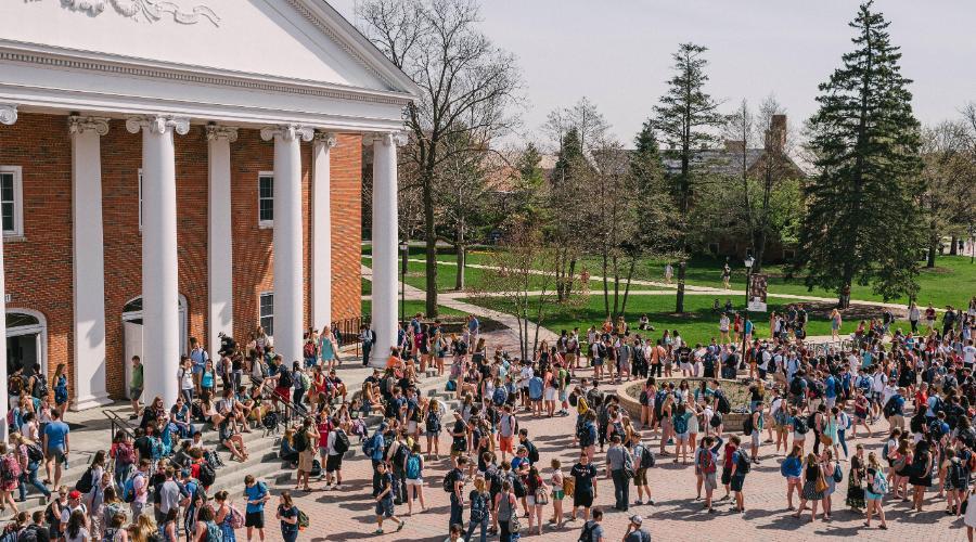 Wheaton College IL students leaving Edman Chapel