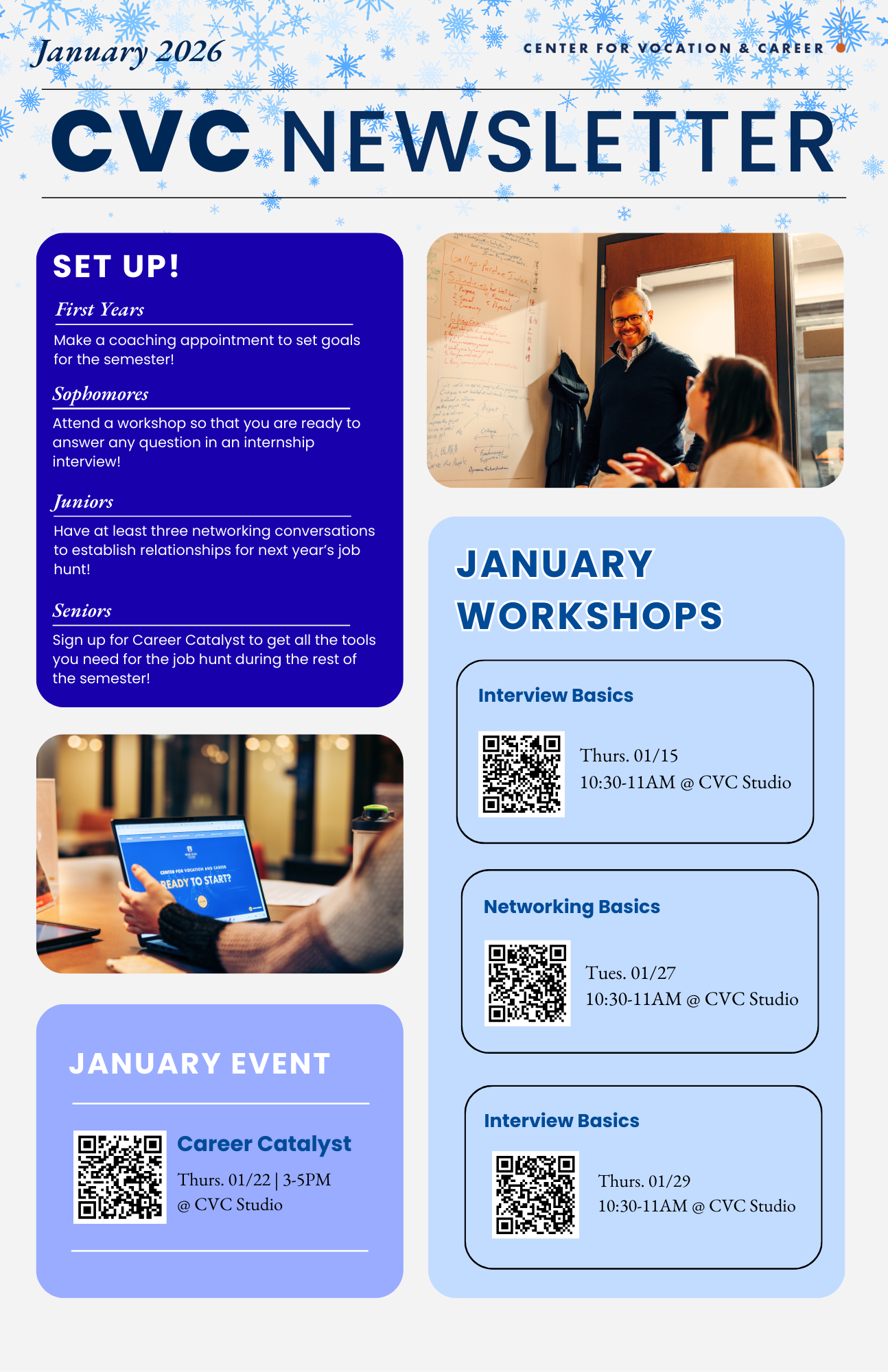 List of upcoming events and workshops in January