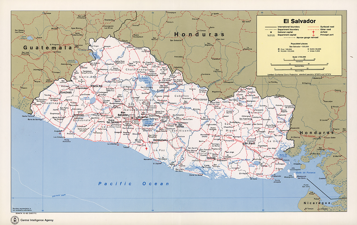 Detailed map of El Salvador