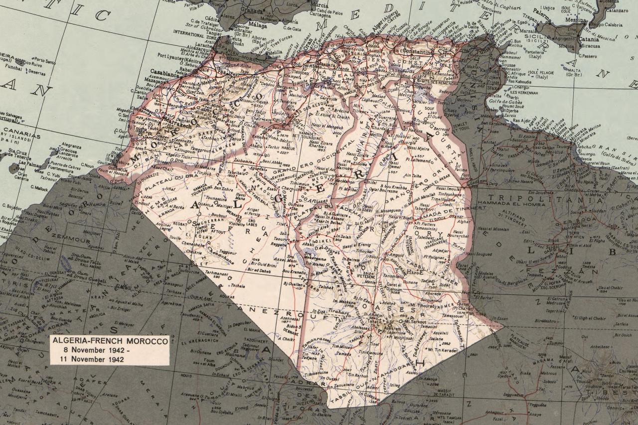 Algeria map, circa 1945, United States War Department