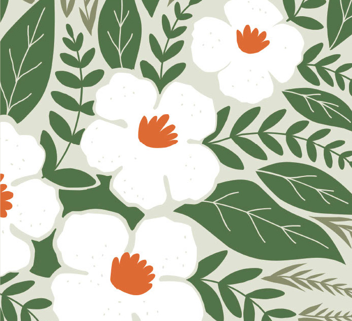 White flowers and green leaves