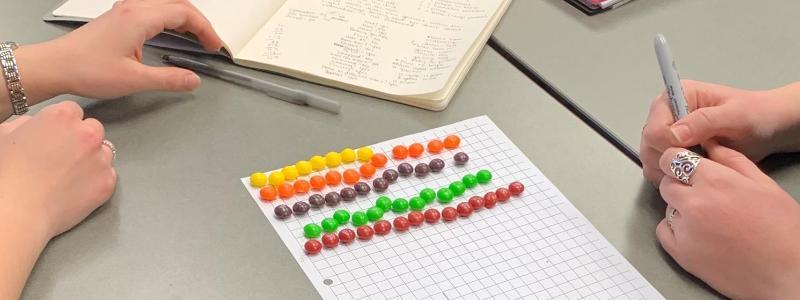 sorting skittles in the classroom