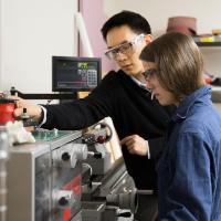 Wheaton College Engineering Professor David Hsu with Student in Lab