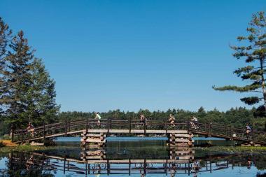 HoneyRock Bridge with People Biking