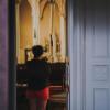 woman standing in church doorway