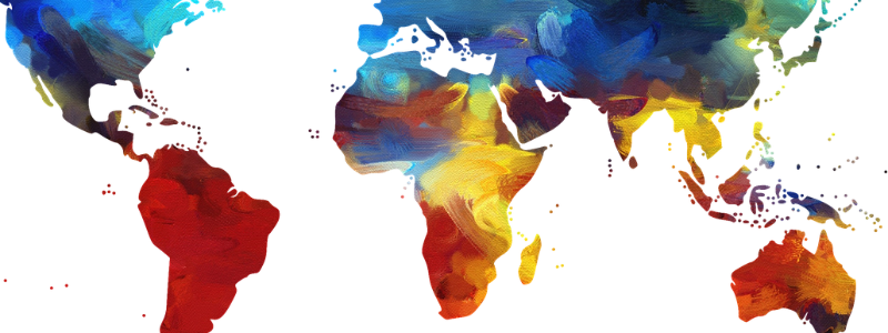 Slim banner colorful world map