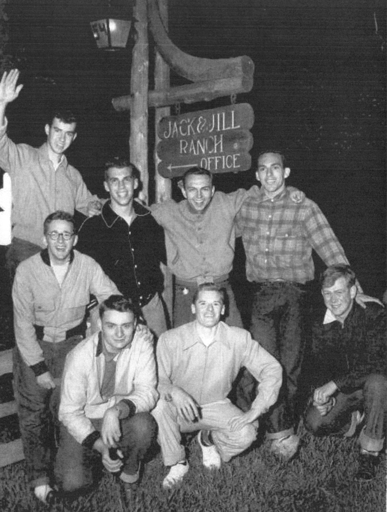 1953, Seniors next to the Jack and Jill Ranch sign at their senior sneak.