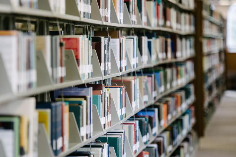 Books in Library Racks