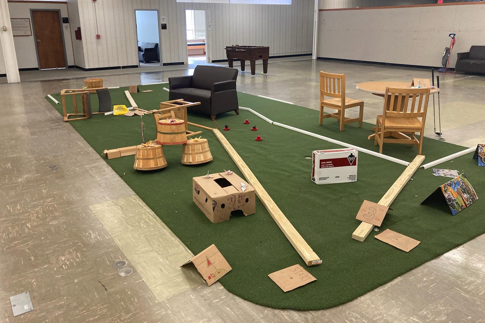 768x512 mini golf course with homemade obstacles