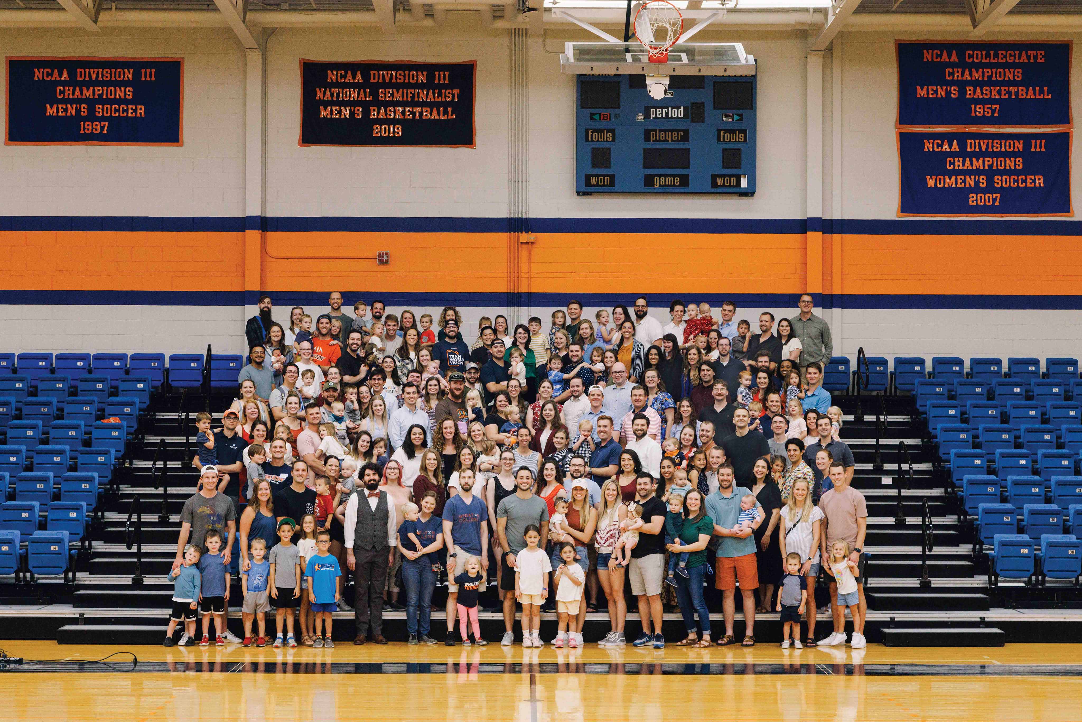 Group photo of 2013 graduates who attended Wheaton College Homecoming 2023