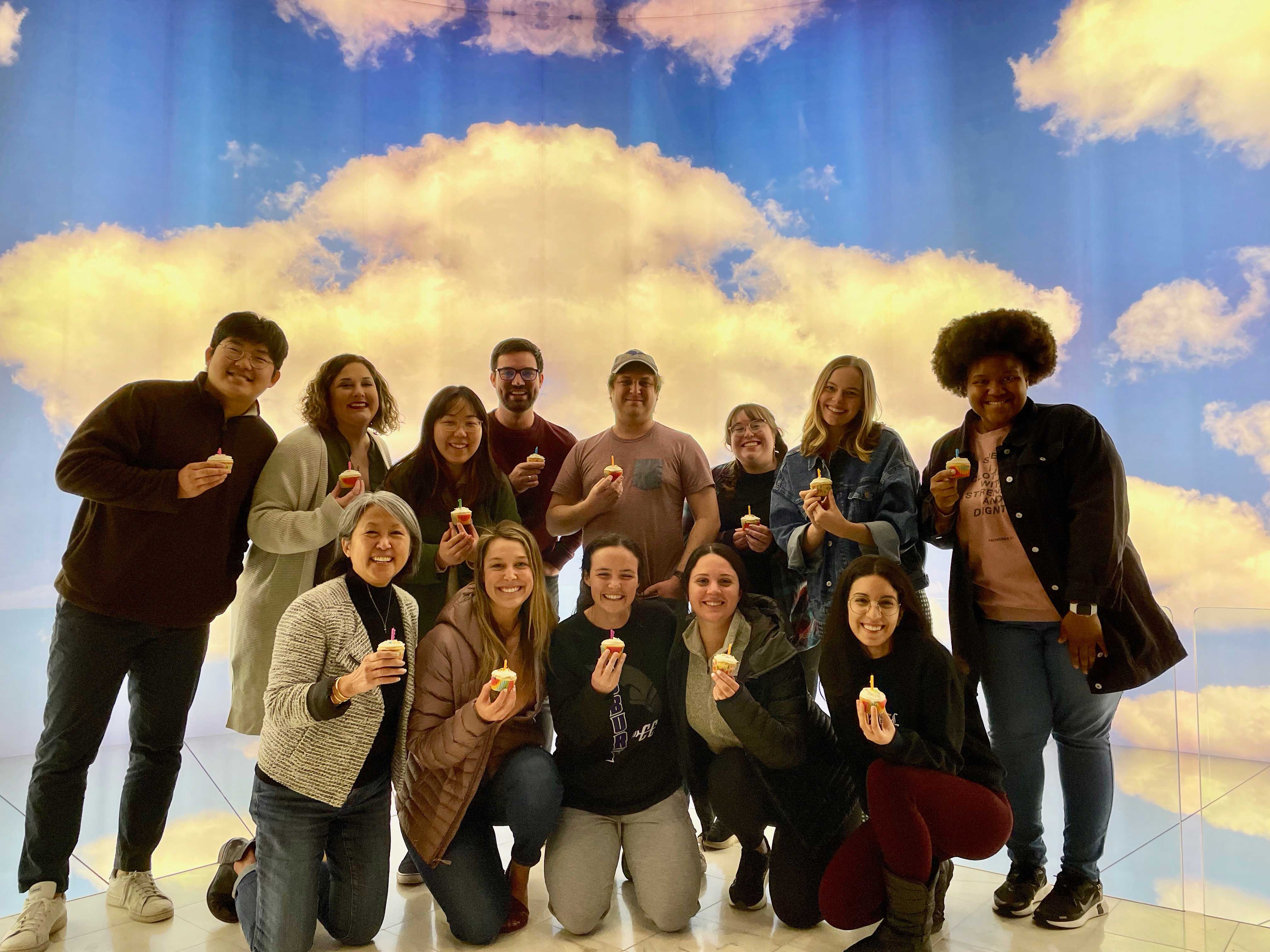 Wheaton College IL Dr. Sandi Rueger and students from the Youth Risk and Resilience Lab celebrate class birthdays in the Billy Graham Museum’s “Heaven Room.”