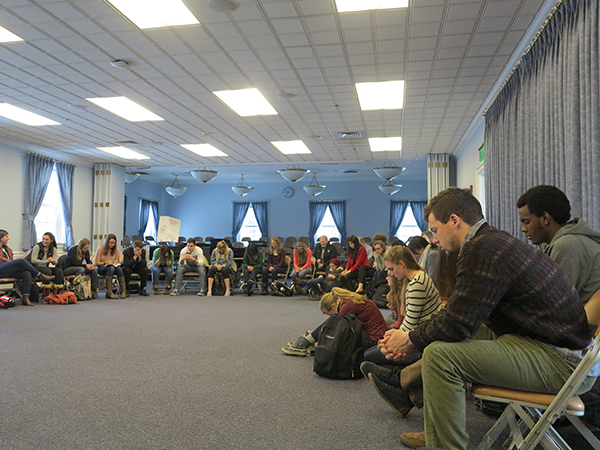 Students praying