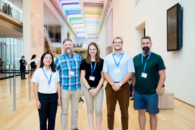 Wheaton College (IL) Faculty Nate Thom and Taylor Worley with student research assistants at the Art Institute