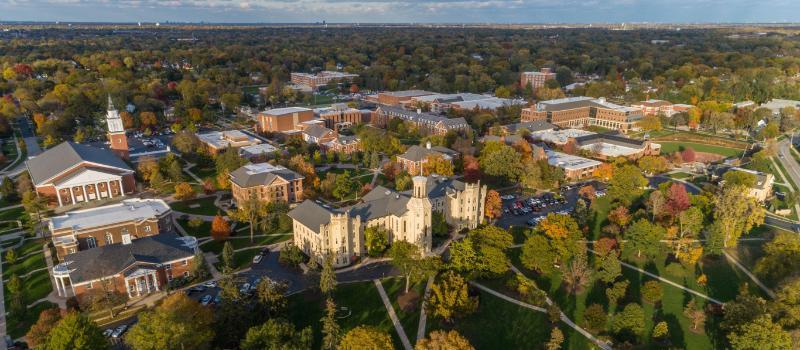 Aerial View of Wheaton College in Autumn