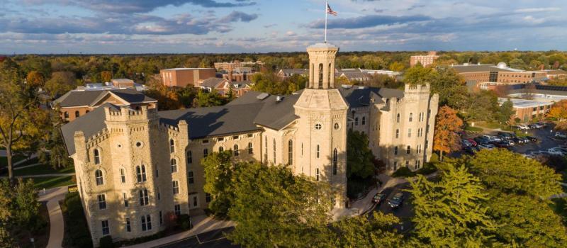 Blanchard Hall in Fall Sunset