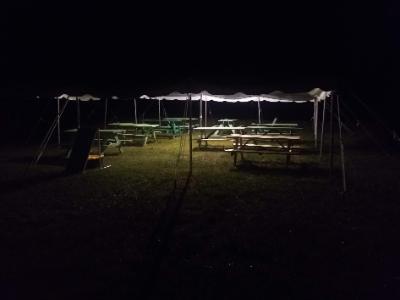 Solar Powered Lighting in Tent at Wheaton College Science Station