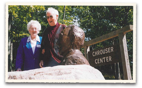 Dot and Harvey Chrouser at the dedication of the HoneyRock Chrouser Dining Hall on September 2001 