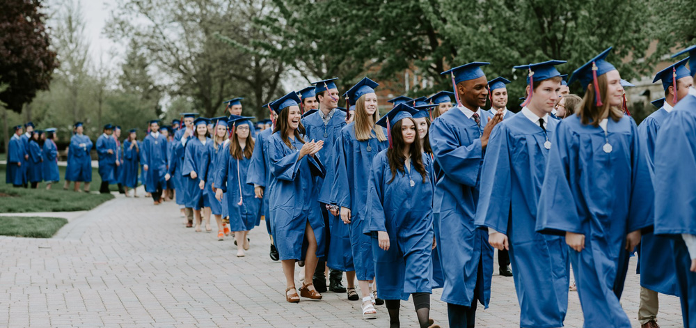 Students lining up for Commencement 2019