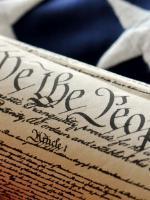 U.S. Constitution and flag
